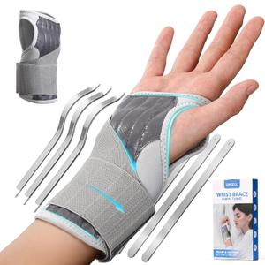 Carpal Tunnel Wrist Brace Night Support Fit Right Hand for Work, Pain Relief Wrist Splint for Tendonitis, Sprain, Strain, Rigid Hand Brace for Arthritis for Women and Men, Medium/Large