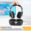 Optical Wireless Headphones for TV Watching, Over-Ear Headphones for Seniors with Charging Dock and Volume Control, Plug and Play, Black