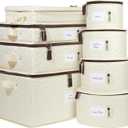 China Storage Hard Shell Containers 8-Piece Set Moving Boxes for Dinnerware, Glasses, Plates, Mugs and Saucers Sturdy Dish Organizer with Dividers for Seasonal Storage - Service for 12 - Beige Quilted