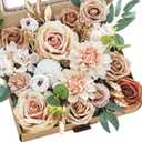 MISSPIN Artificial Flowers DIY Box Set Fake Roses Bouquet Bridal Wedding Flowers Colorful Centerpiece Table Decorations Boho Faux Floral with Stems Arrangements for Cake Home Party Indoor Outdoor (Nude Color)