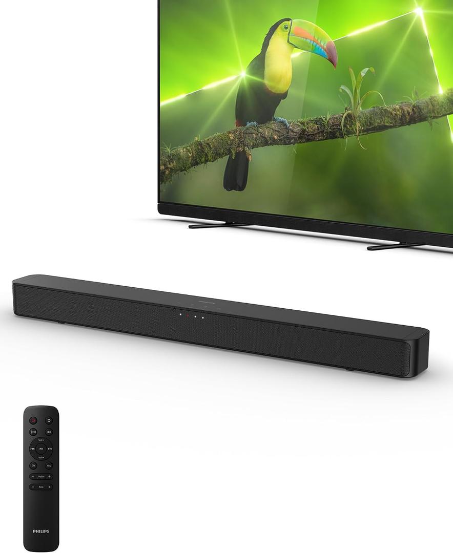 Philips B4000 2.0 Channel Bluetooth Soundbar - HDMI ARC, Roku TV Ready, 60W Max Power, Black