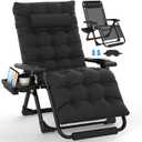 Slendor Oversized Zero Gravity Chairs XL, 29in Padded Recliner Chair, Black, 29in x 20in x 45in