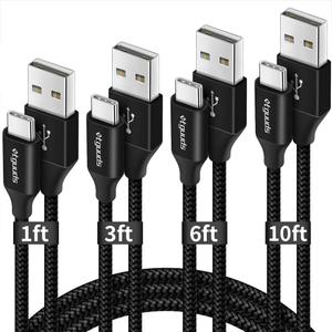 USB C Cable 3A Fast Charging [4-Pack, 1/3/6/10 ft], etguuds Type C Charger Cord Braided Compatible with Samsung Galaxy S21 S20 S10E S10 S9 S8 Plus Note 20 10 9, A10e A20 A30 A50 A70, Moto G7 G8, LG G6