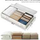 TidyCorner 2-Pack Under Bed Storage Containers, 8 Inches Tall Underbed Clothes Storage Organizer Bin with Sturdy Sidewalls/Bottom, Under the Bed Storage Bags 2 Storage Bins, Beige