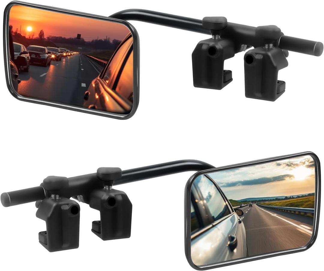1 Pair Caravan Towing Mirrors, Universal Car Towing Mirrors with Clamps, Adjustable Rearview Mirrors for Motorhome SUV RV Trailer Van Trucks