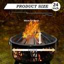 Fire Pit Spark Screen, 24 Inch Diameter Fire Pit Screen with Handle & Poker,Heavy Duty Metal Mesh Fire Pit Screen,Fire Pit Lid for Outdoor/Beach/RV Camping/Backyard