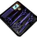 YODZ 7.0 Inch Professional Pet Grooming Scissors Set Stainless Steel Pet Gromming Curved Scissors Straight Scissors Thinning Scissors,with Comb