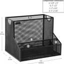 Mind Reader Desktop Organizer with Hanging File Storage, 4 Compartment Letter Size File Holder, Metal Mesh Desk Organizer for Office and Home, Black