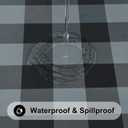 Smiry Round Picnic Tablecloth, Elastic Waterproof Fitted Vinyl Tablecloths for 57"-68" Tables, Flannel Backed Buffalo Plaid Table Cover for Dining, Camping, Outdoor, Black and Grey