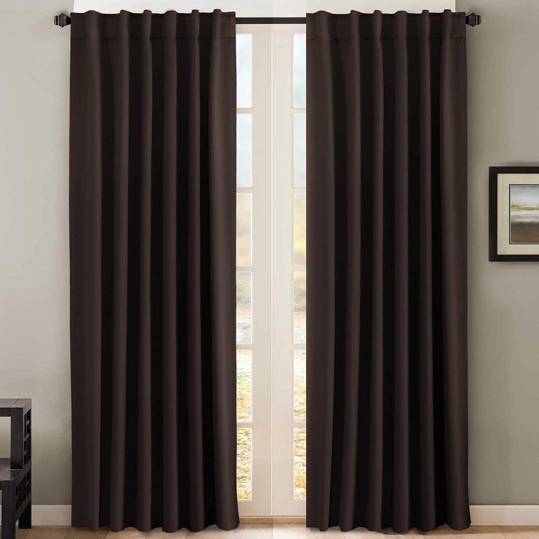 H.VERSAILTEX Blackout Curtains Thermal Insulated Window Treatment Panels Room Darkening Blackout Drapes for Living Room Back Tab/Rod Pocket Bedroom Draperies, 52 x 96 Inch, Chocolate Brown, 2 Panels H.VERSAILTEX Blackout Curtains Thermal Insulated Window Treatment Panels Room Darkening Blackout Drapes for Living Room Back Tab/Rod Pocket Bedroom Draperies, 52 x 96 Inch, Chocolate Brown, 2 Panels