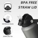 BJPKPK Insulated Water Bottle with Straw Lid, 40oz Large Thermo, BPA Free Leak Proof Stainless Steel Metal Water Bottles, Tumblers, Cups, Flasks for Travel, Sports,Black Grey