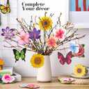 Colingmill 60 Pcs Spring Ornaments for Tree 3.15'' Wooden Flower Butterfly Sunflower Ornaments Spring Summer Wood Hanging Tree Decoration for Birthday Wedding Baby Shower Party Decoration