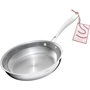 9.5 Inch Stainless Steel Frying Pan, 5-Ply Stainless Steel Pan, Dishwasher and Oven Safe, Induction Pan, Even Heat Distribution, PTFE, PFAS and PFOA Free