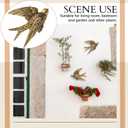 2 Pcs Vintage Bird Wall Sculpture Decor Art 4.7 Inch Antique 3D Sculpted Hanging Bird Resin Wall Art Golden Brass Floating Ornament for Living Room Garden Outdoor, Gifts for Couples Housewarming