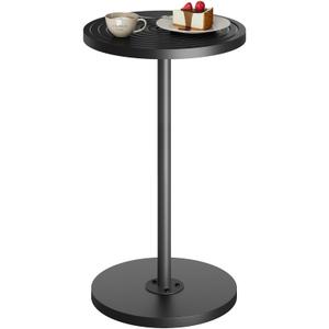 Asgolion Round Side Table, Small Drink Table, Pedestal Martini Stand, Weighted Base Cocktail Table Accent Nightstand for Living Room, Bedroom, Bathroom, Office, Black