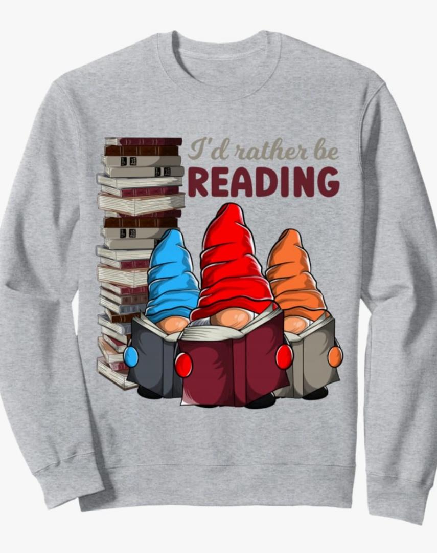Books And Gnomes Reading Sweatshirt For Teachers And Students, Size Medium