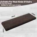 PURE ERA Carpet Stair Treads Ultra Plush 9.5" X 30"Soft Bullnose Indoor Stair Protectors Pet-Friendly Non-Slip Skid Resistant Tape Free Washable Reusable(14 Pieces, Dark Brown)