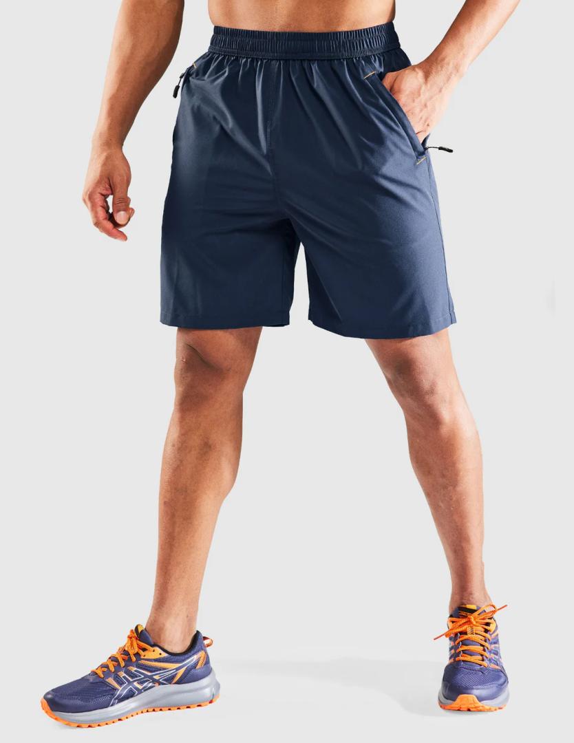 MIER Men's 7 Inch Quick Dry Running Shorts with Phone Pocket  L Navy Blue