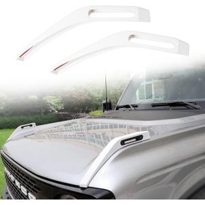 Sukemichi Trail Sight Cover Engine Hood Hinge Cover Hood Side Release Handles Decoration Exterior Accessories for Ford Bronco Accessories 2021 2022 2023 2024 2025 2026, White, 2 Pack