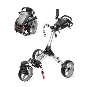 Caddytek CaddyLite Auto+360 Golf Push Cart - 4 Wheel Lightweight Foldable Golf Pushcart with Auto Folding, 360° Swivel Front Wheel, Aluminum Frame, EVA Wheels, Foot Brake, Umbrella & Drink Holder