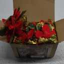 Glintoper Christmas Poinsettia Garland, 9 FT Lighted Artificial Garlands with Red Flowers, Battery Operated with Timer Poinsettia String Lights, Light up for Xmas New Year Holiday Home Decor