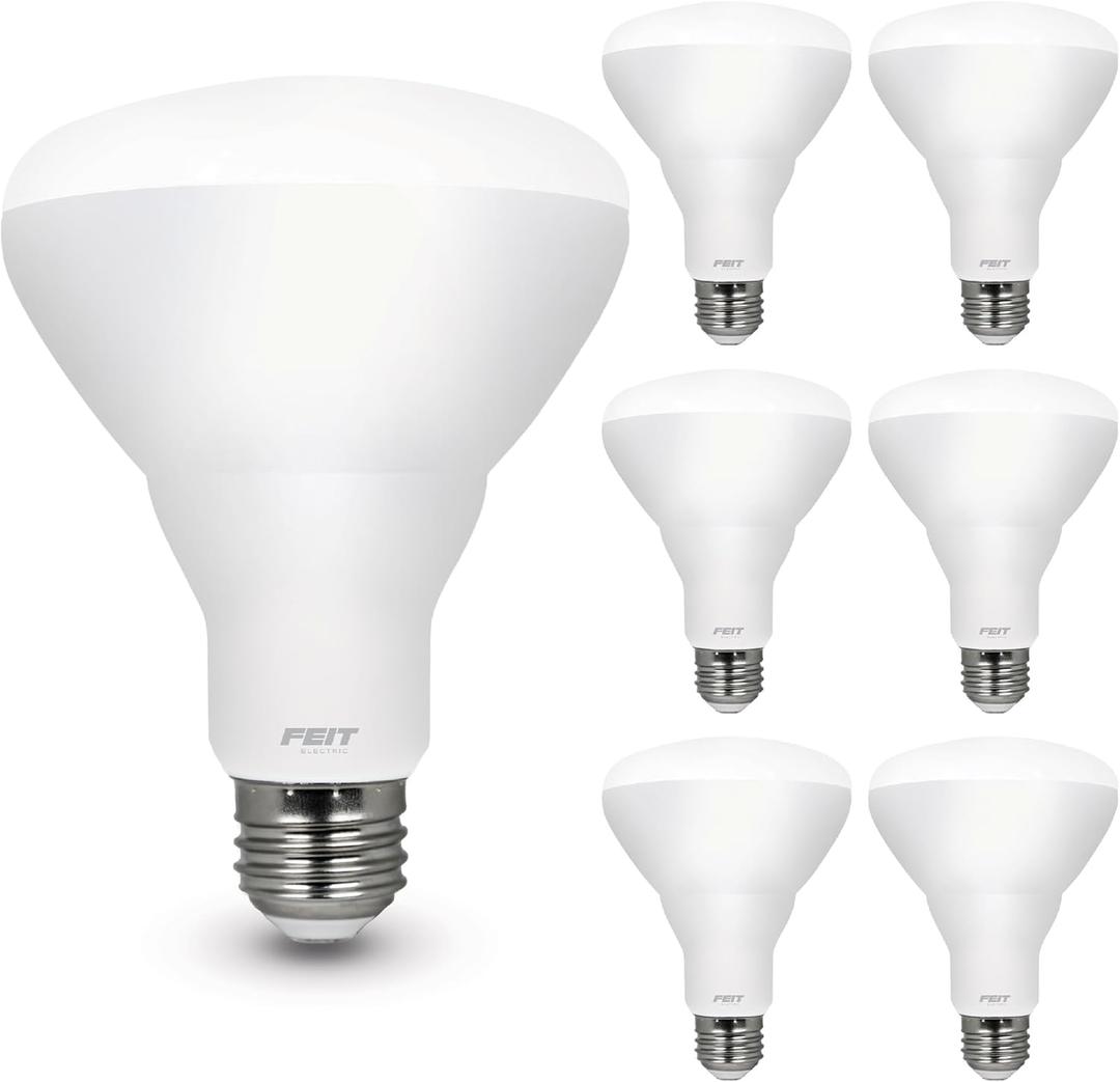 Feit Electric BR30 LED Light Bulb, 100W Equivalent, Dimmable, 1400 Lumens, E26 Standard Base, 5000K Daylight, 90 CRI, Flood Light Bulb for Recessed Cans, 22-Year Lifetime, BR30DM/1400/950CA/4, 4 Pack