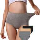ANNYISON Womens Underwear 3 Pack, Soft Cotton High Waist Breathable Solid Color Briefs Panties for Women (Black +Beige + Grey, XL)