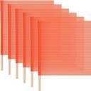 Mindsoft 6 Pack Bright Orange Safety Flag with Dowel Warning Flag Mesh Construction 18 x 18 Inch Eye Catching Sturdy for Wide Load Cargo Trailer Corners Ends Sides (Vinyl)