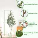 Alupssuc 5ft Olive Trees Artificial Indoor & Outdoor, Faux Olive Tree with Lively Artificial Trunk and Lifelike Fruits, Fake Potted Tree for Modern Home Office Living Room Decor