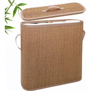 Bamboo Toilet Paper Storage Basket with Lid & Handle