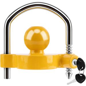 METOWARE Trailer Coupler Lock Universal Adjustable Heavy-Duty Steel Trailer Hitch Lock, Anti Theft Trailer Ball Lock Towing Lock for Towing Trailer Security Fits 1-7/8",2, 2-5/16" Coupler Yellow