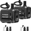 VIVOSUN 2pack 210GPH Submersible Pump(800L/H, 8W), Ultra Quiet Water Pump with 3.3ft High Lift, Fountain Pump with 5ft Power Cord, 2 Nozzles for Fish Tank, Pond, Aquarium, Statuary, Hydroponics