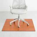 41" x 42" Bamboo Office Chair Mat for Carpet & Hardwood Floor 5mm Thick, Non-Slip Felt Backing for Rolling Chairs, Easy Glide Floor Protector Mat for Home Office & Gaming