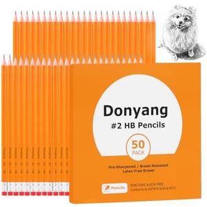 50 Pack #2 Pencils, Pre-Sharpened Pencils with Erasers, Bulk Yellow Graphite Pencils for School Teacher Supplies Office Essentials Desk Accessories, No 2 HB Pencil for Writing Drawing Sketching Gifts,Set of 4
