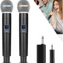 2.4G Wireless Microphone,Dual Microphones for Karaoke, Wireless Dynamic Microphone with Rechargeable Receiver,Plug and Play,Suitable for Speech, Wedding, Church, PA System (W58-2.4g)