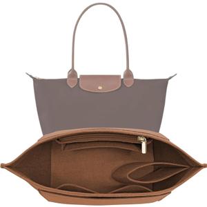Purse Organizer Insert for Le Pliage Large Handbags Insert Organizer (Brown, Large)