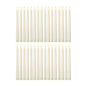 Treela 24 Pcs Flameless Taper Candles Battery Operated Bulk Fake Candles Light LED Candle Sticks Flickering Tapered for Easter Wedding Anniversary Decoration(Basic,11 Inch,Ivory)