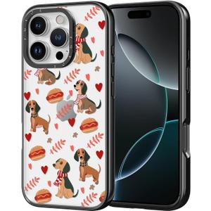for iPhone 17 Case - [6.6 ft Military-Grade Drop Protection] [Anti-Peel Technology] Clear Black TPU Bumper Case with Cute Design (Dog and Hotdog)