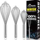 HOTEC 4 Pieces Stainless Steel Whisks Set Wire Whisk Balloon Whisk Egg Beater Kitchen Utensils for Stirring, Beating, Blending (Clear)
