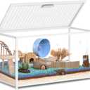 Large Metal Hamster Cage - Chew Proof Syrian Hamster Cage & Habitat with Acrylic Panels, Top Open, Breathable, Big Hamster House for Gerbils, Guinea Pigs, 40.5 x 20.4 x 22 Inch, White