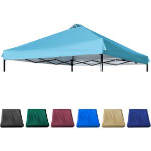 10x10 Canopy Replacement Top with Air Vent Silver Coated for Straight Leg Canopy Frame, (Turquoise)