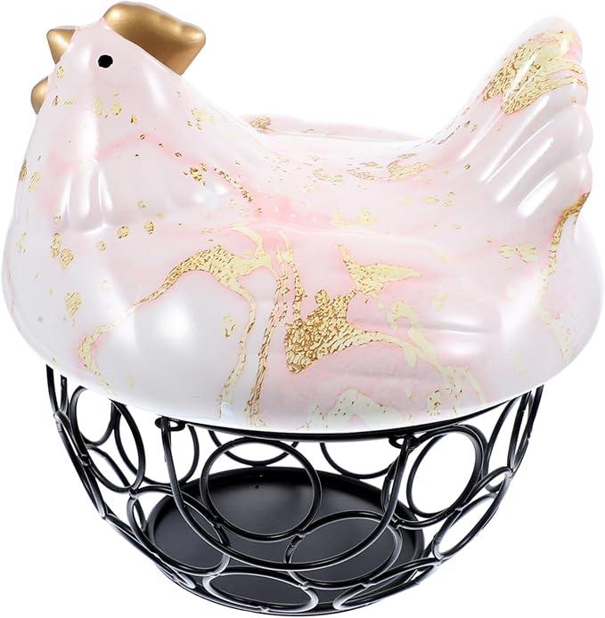 Ciieeo Hen-shaped Basket Decorative Kitchen Storage Practical Mesh Wire Design Multi-function Household Organizer for Homes Restaurants and Weddings