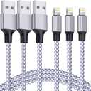 iPhone Lightning Cable 3Pack - 6FT Nylon Braided, MFi Certified, USB Fast Charger for iPhone 14/13/12/11 Pro Max/XS MAX/XR/XS/X/8/iPad