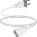 6FT Indoor Power Extension Cord, NISPTt 2 18 AWG 2 Prong 1250W 10A Polarized Plug Christmas Light Thin Flat Extension Cord for TV, Home Office Travel Use, White Cords (1 Pack)