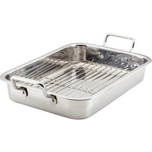 Farberware Classic Traditions Stainless Steel Roaster/Roasting Pan with Rack, 17 Inch x 12.25 Inch