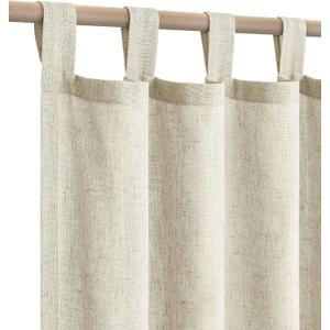 KOUFALL Tan Greige Vintage Curtains for Living Room 84 Inches Long 2 Panels Set,Flax Linen Rustic Primitive Curtains for Cabin Bedroom