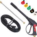 3000 PSI Pressure Washer Gun Power Washer Spray Gun Kit with Universal M22 Connector and 5 Quick Connect nozzles for Generac Briggs Craftsman, Style 1 3000psi M22-14mm + 26.2 Ft Hose + 5 Nozzle