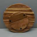Acacia Wood Lazy Susan Wood Turntable Tray Cabinet Organizer, 16"