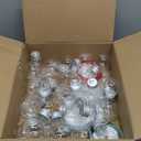 30 Pieces Christmas Booze Balls, Christmas Tree Hanging Ornaments Clear Plastic Fillable Bulbs Pendant Ball with Screw Caps and Ribbons for Christmas Home Party Decor (Silver)