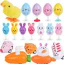 24 PCS Easter Jumping Popper and Wind Up Toys for Kids Gift Boys Girls Toddlers Easter Goodie Bag and Basket Stuffers Egg Fillers Gifts Hunt Party Favors (Easter Toys)